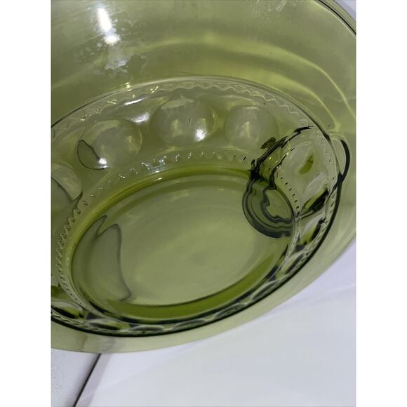 Vintage Indiana Glass Green Kings Crown Thumbprint Snack Plate Six Available - Picture 8 of 15